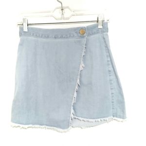 Express Jeans Lightwash Distressed Wrap Skirt 2